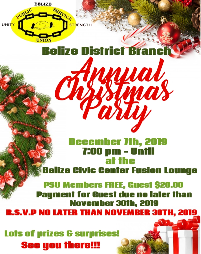 PSU Belize District Branch Annual Christmas Party Public Service